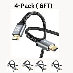4Pack-SNESH 8K-60HZ, 6.6FT High Speed 3D 2K/144HZ HDMI Cable